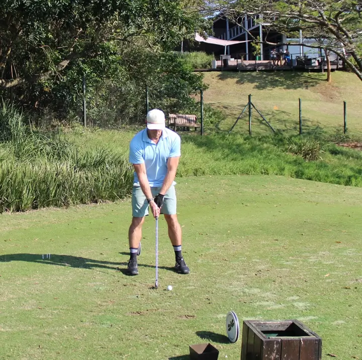 Golfer teeing off during the Gerber Paper Durban Golf Day at Simbithi Golf Course.