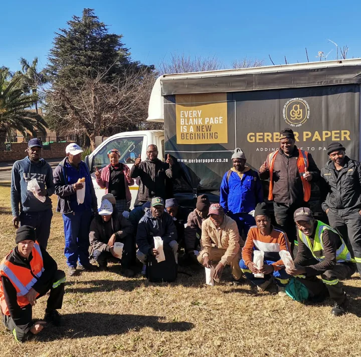 Gerber Paper Johannesburg team handed out hot dogs to the Germiston community for Mandela Da